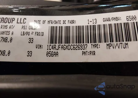 2013 Jeep Grand Cherokee Laredo из США, поврежденный, VIN 1C4RJFAGXDC626937